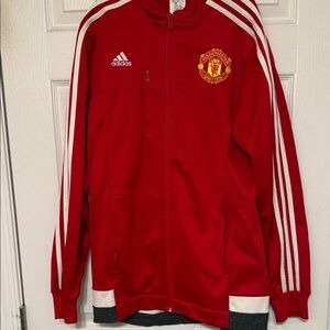 Adidas Red and White Manchester United Jacket